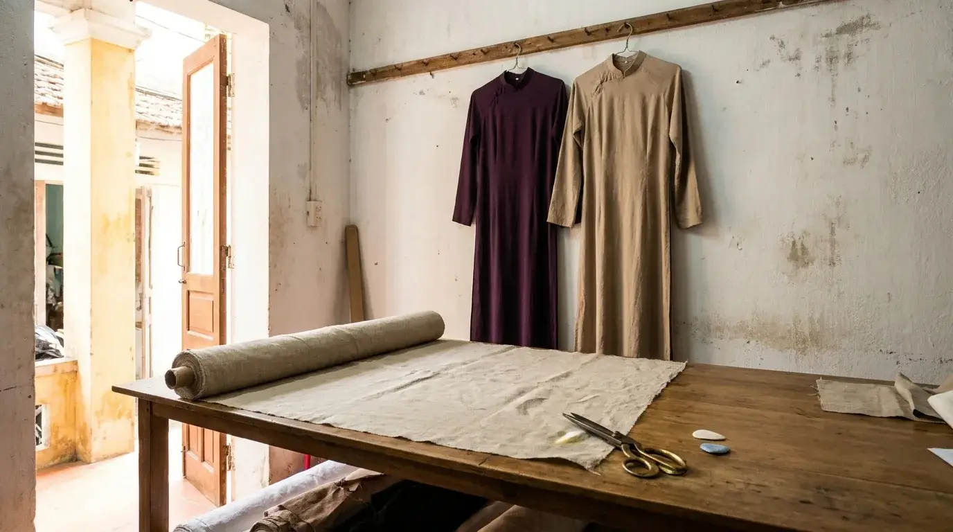 Nhà May Vân Lụa — Áo dài cách tân và đồ linen, mỗi mẫu 30–40 chiếc