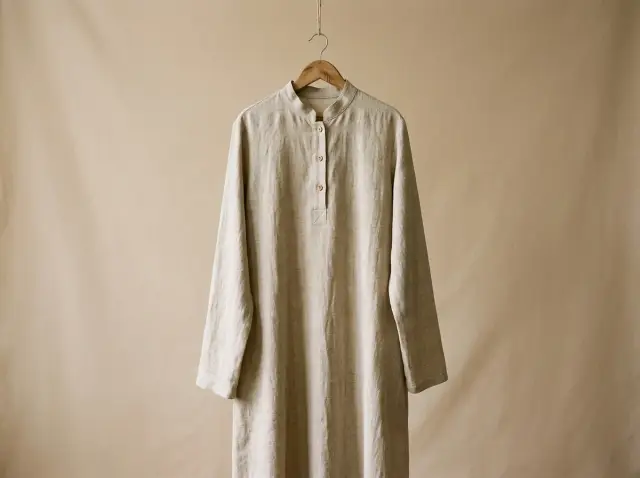 Áo dài linen cổ trụ
